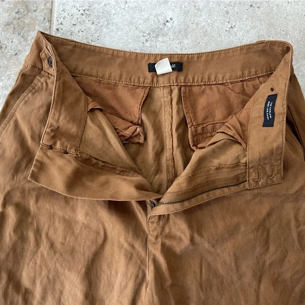 Madewell The Harlow Wide-Leg Linen Blend Pant in Acorn Brown, size 4 - Picture 8 of 13